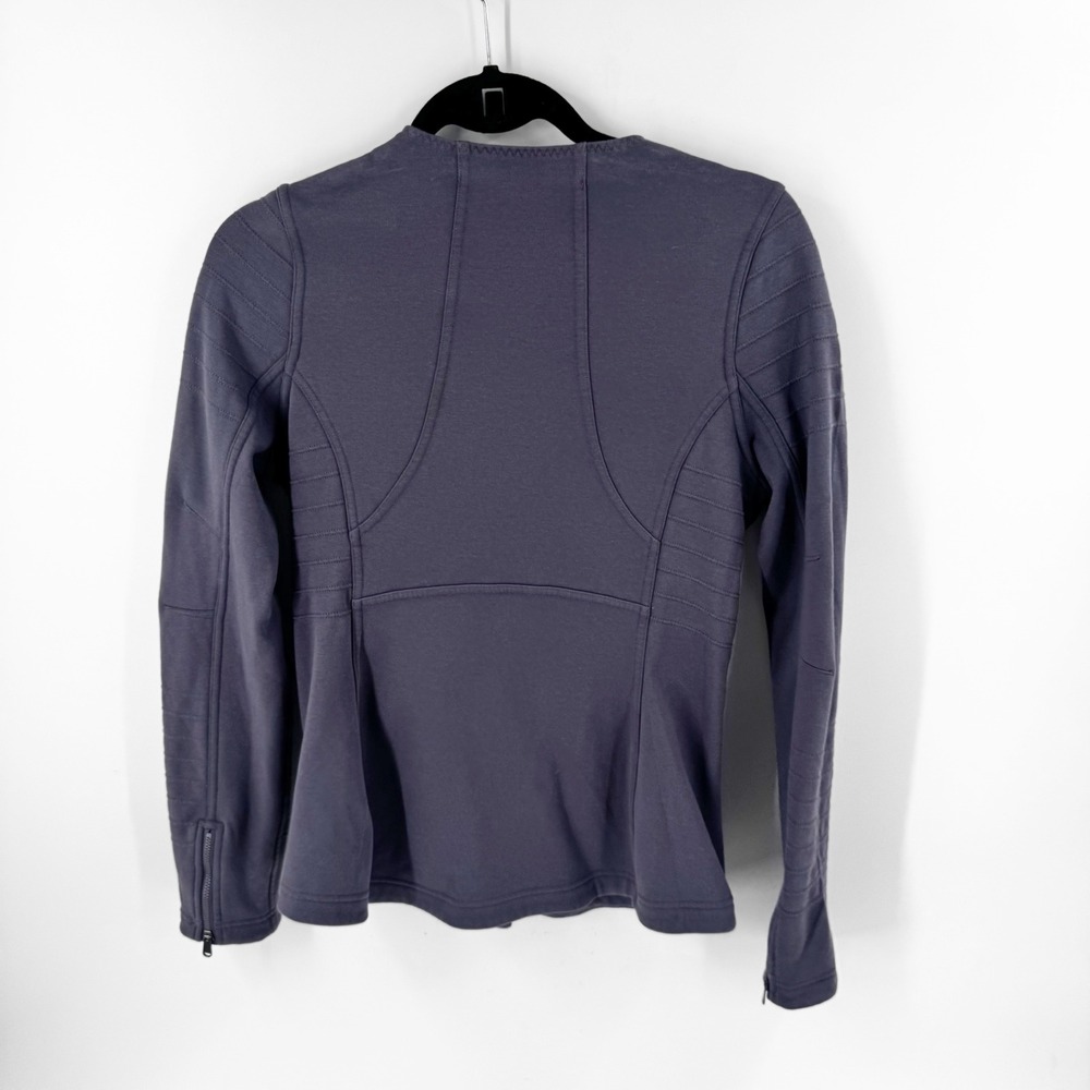 Athleta Moto Jacket Purple Asymmetrical Zip Quilted Fleece SMALL - Picture 6 of 6